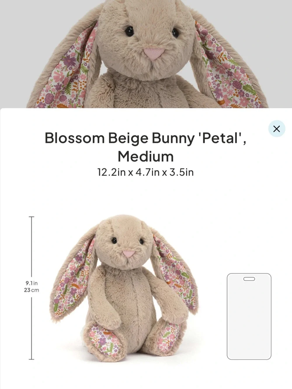 Jellycat Blossom Beige Bunny Petal